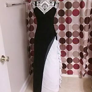 Beautiful black and white floor length gown